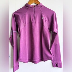 New Balance Purple Quarter Zip Running Top Thumbholes Size S